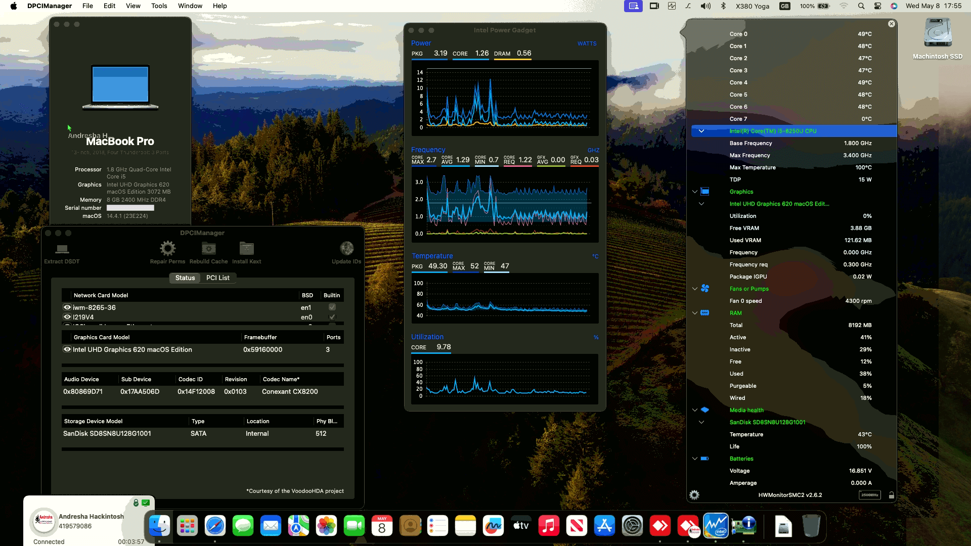 Success Hackintosh macOS Sonoma 14.4.1 Build 23E224 in Lenovo Thinkpad X380 Yoga